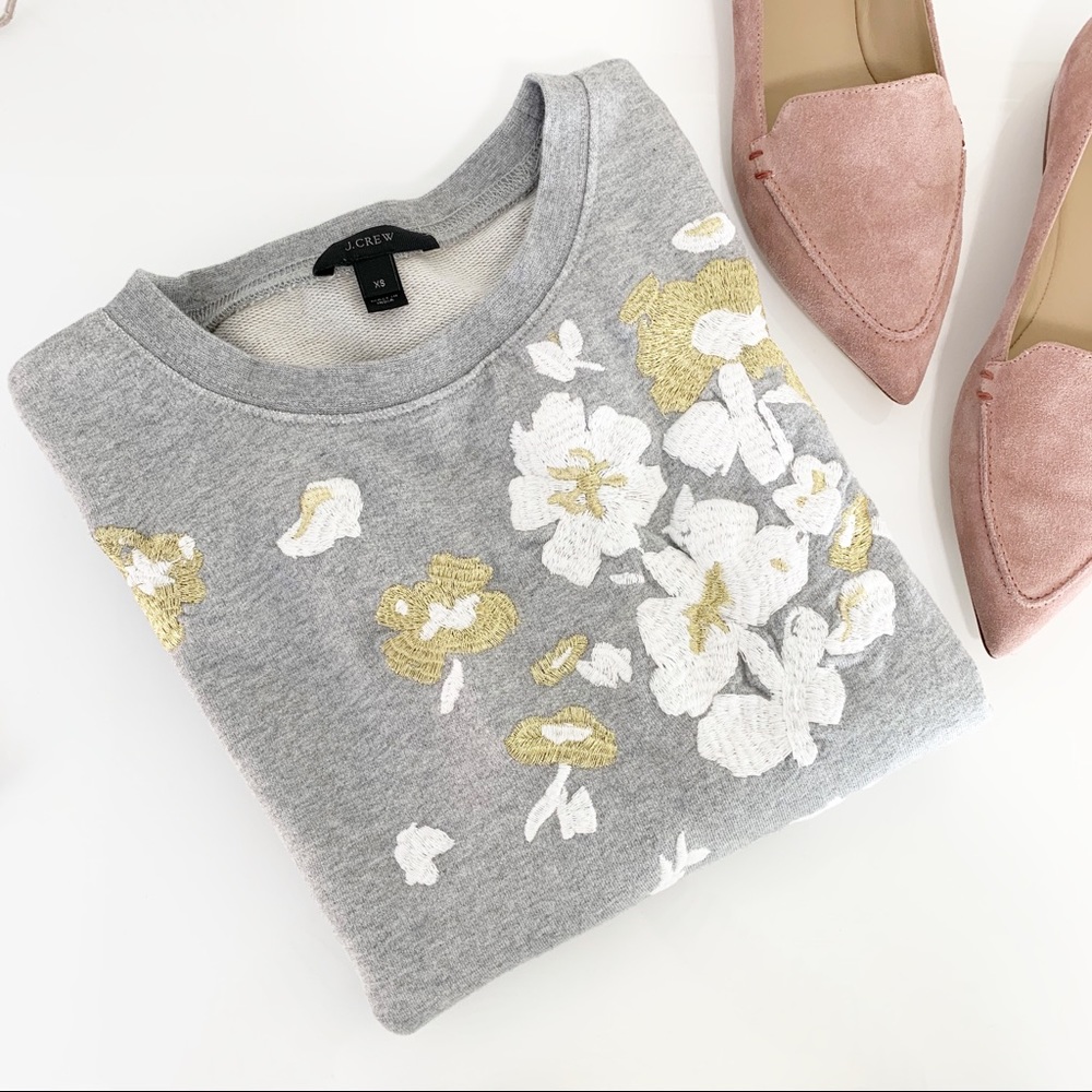 J. Crew Flower Embroidered Sweatshirt